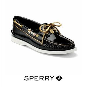 Sperry Top-Sider A/O Black Patent Ladies Casual Boat Shoes